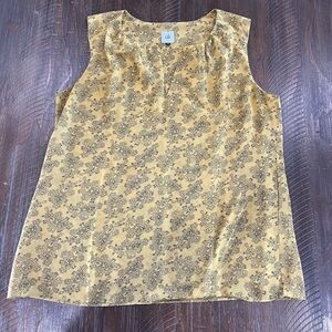 Cabi Mustard and Black Patterned Tank Top